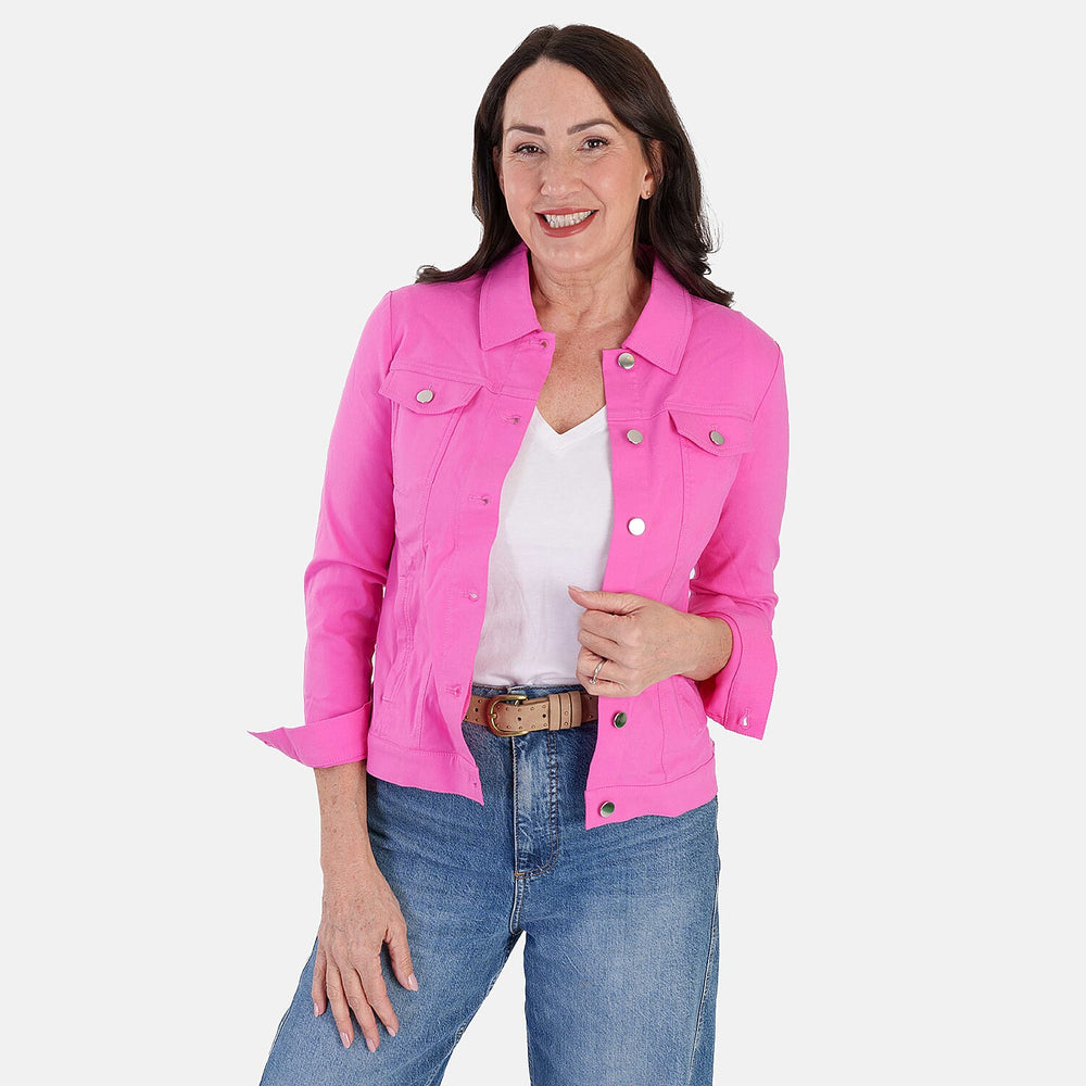 Classic Bengaline Jean Style Stretch Jacket (Size 18) - Summer Pink