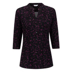 Classic Pintuck Mandarin Collar Bloue (Size 14) - Black & Purple