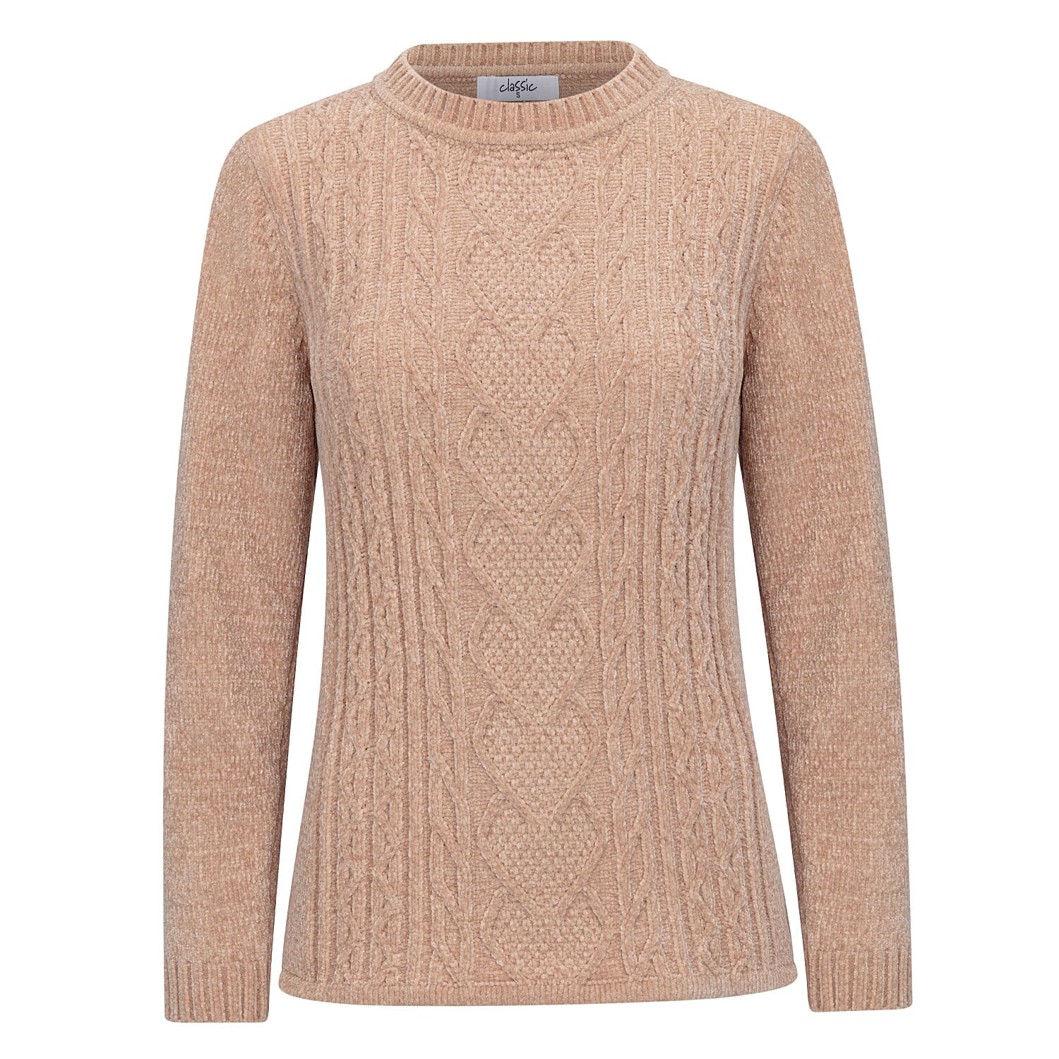 Classic Chenille Wide Cable Front Jumper (Size L) - Beige