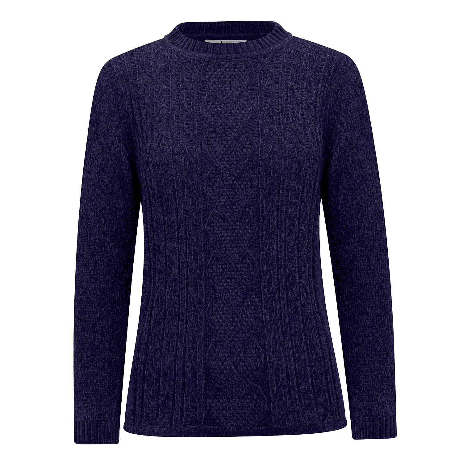 Classic Chenille Wide Cable Front Jumper (Size L) - Navy