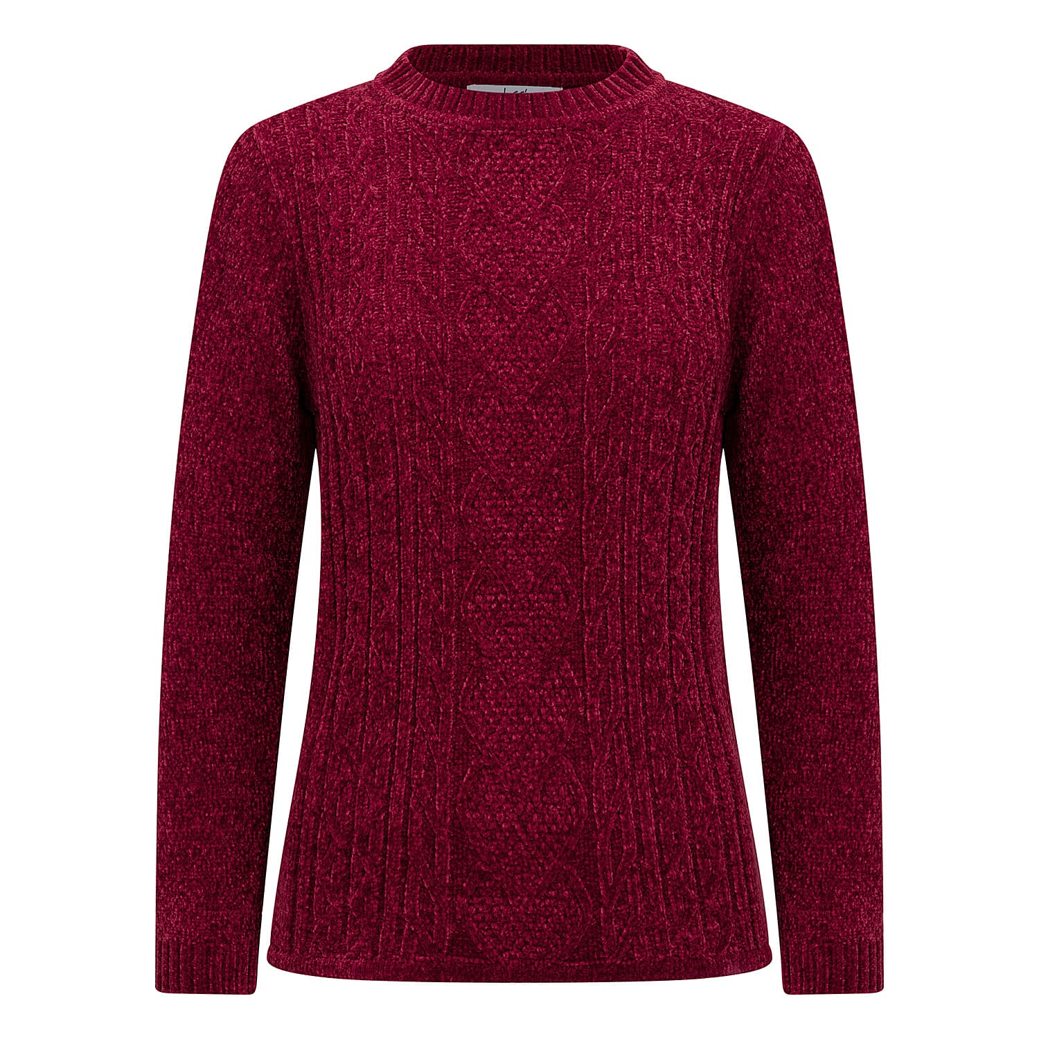 Classic Chenille Wide Cable Front Jumper (Size XL) - Burgundy