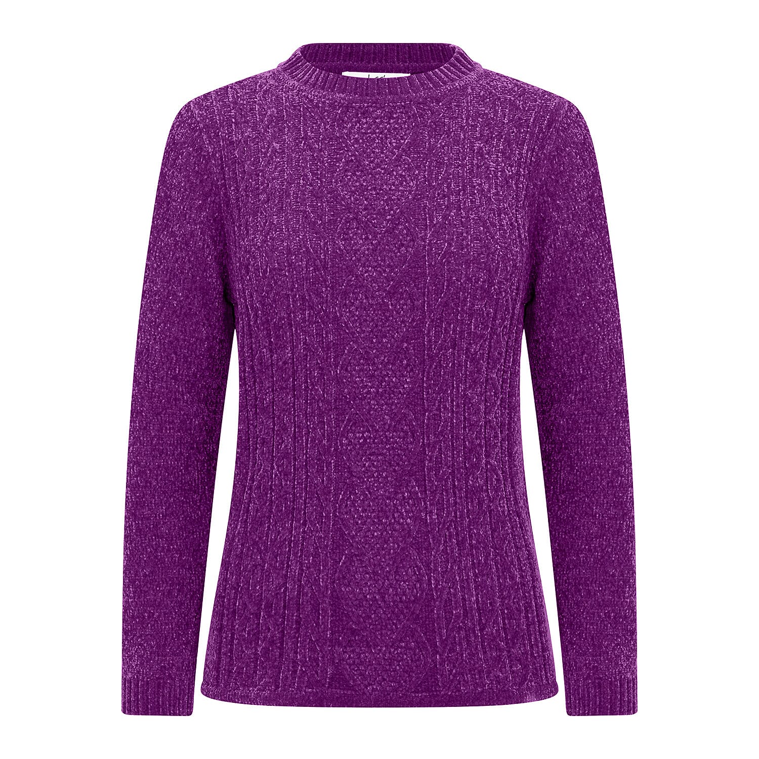 Classic Chenille Wide Cable Front Jumper (Size XL) - Purple