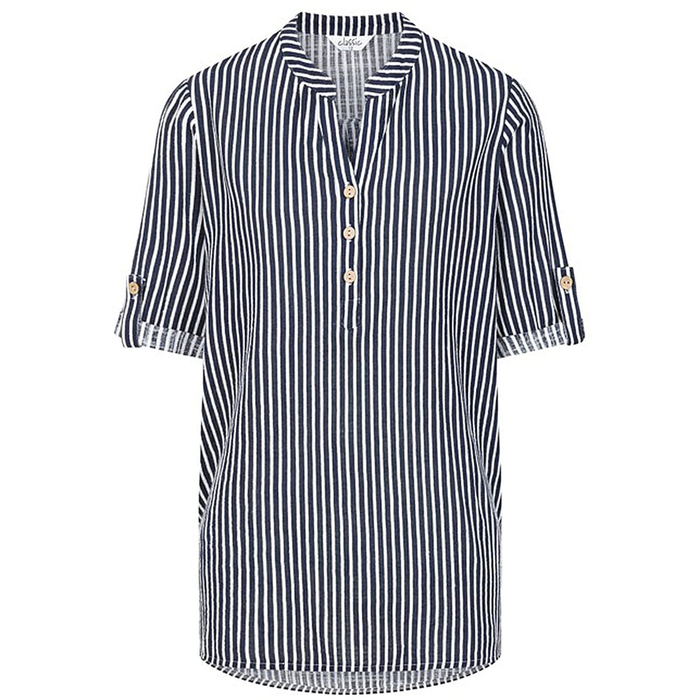 Classic Cotton Woven Blouse (Size - 10) - Navy