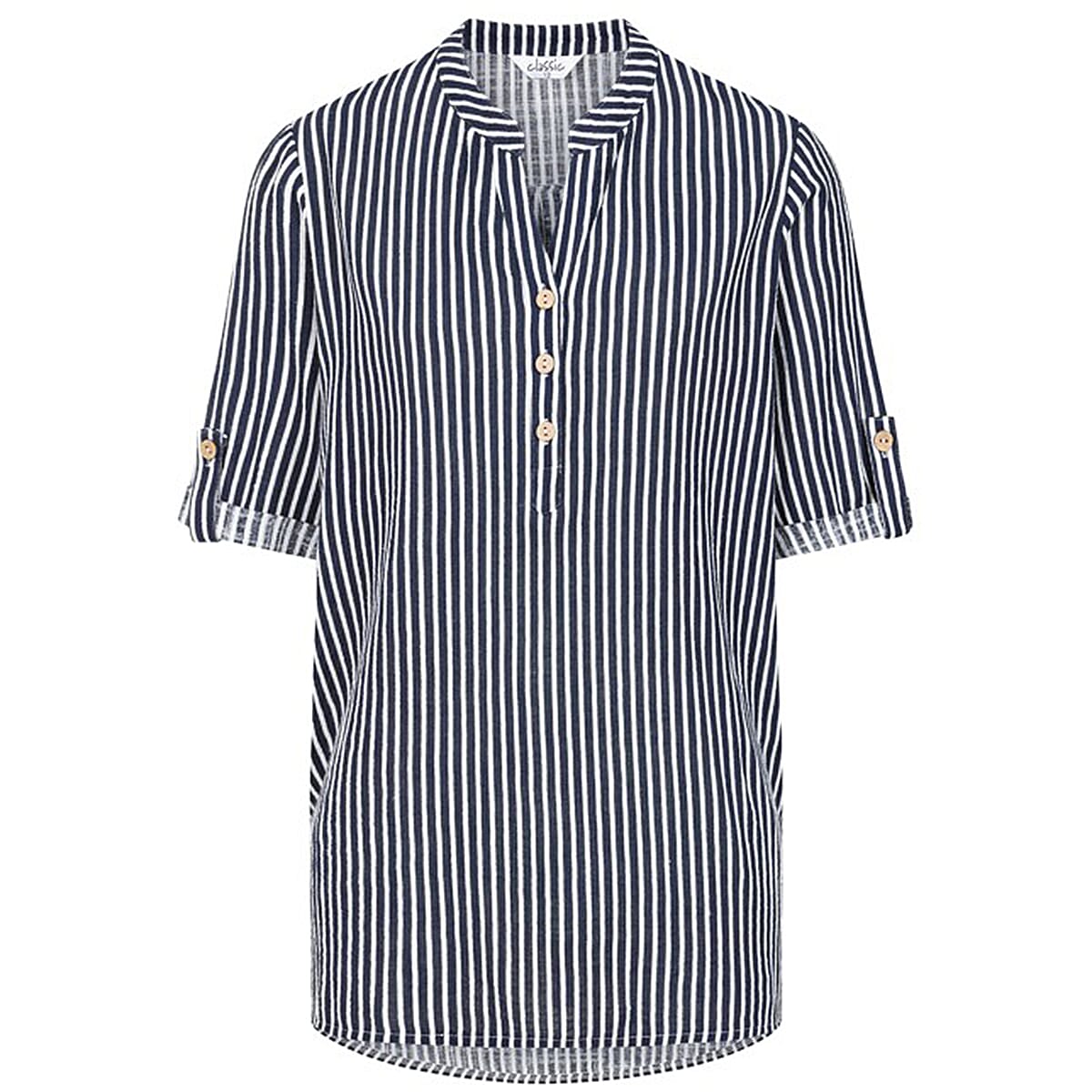 Classic Cotton Woven Blouse (Size - 10) - Navy