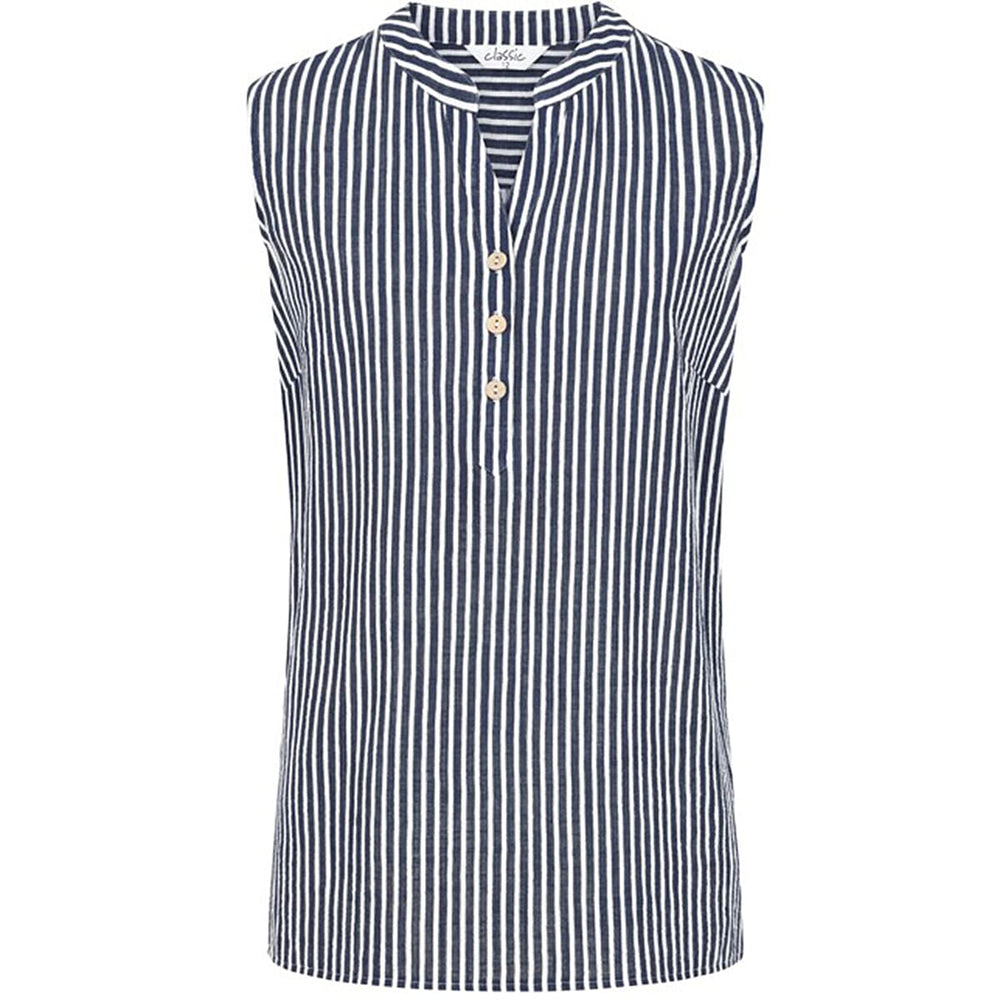 Classic Cotton Woven Blouse (Size - 12) - Navy