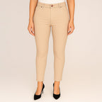 Classic Womens Jean Style Stretch Trousers With 29Inch Leg (Size 16) - Soft Almond