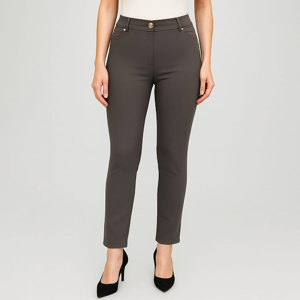 Classic Jean-Style Viscose Stretch Trousers (Size 12) - Deep Stone
