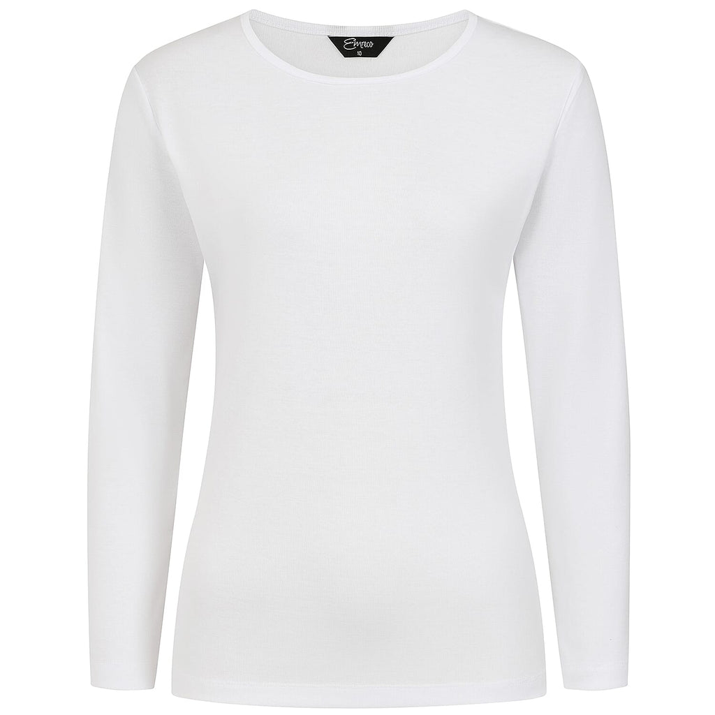 Classics Crew Neck 3-4 Sleeve Top (Size 10) - White