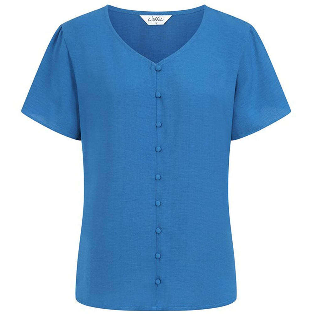 Classic Airflow Angel Sleeve V-Neck Blouse (Size 12) - Cobalt