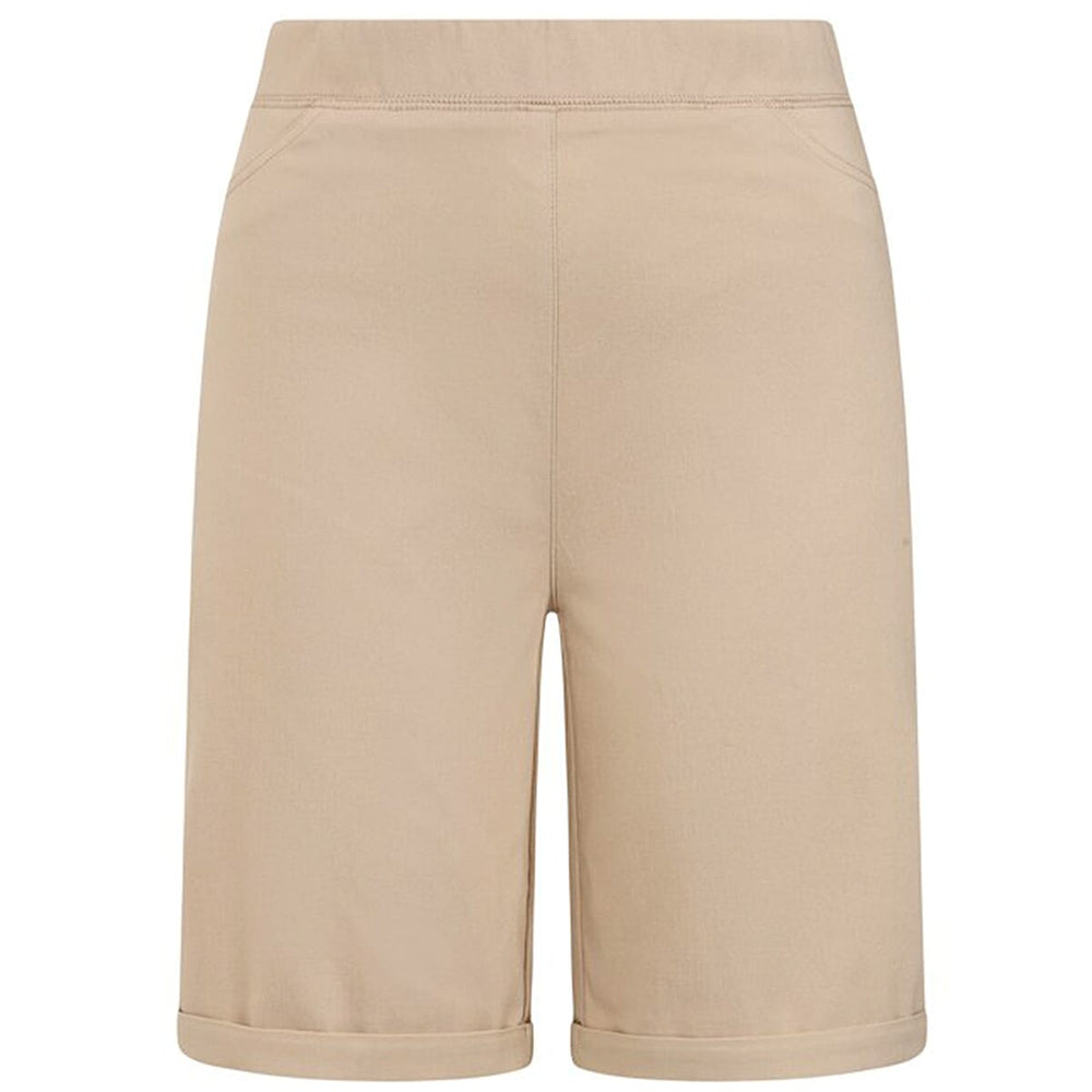 Classic Bengaline Turn Up Casual Mid-Thigh Shorts (Size 10) - Stone