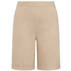 Classic Bengaline Turn Up Casual Mid-Thigh Shorts (Size 10) - Stone
