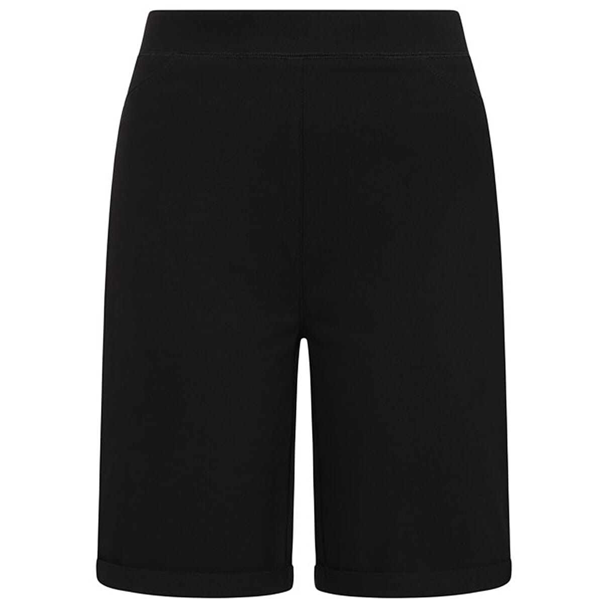 Classic Bengaline Turn Up Casual Mid-Thigh Shorts (Size 12) - Black