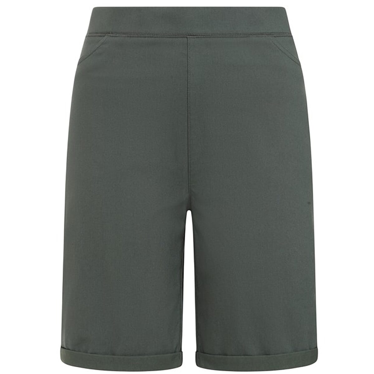 Classic Bengaline Turn Up Casual Mid-Thigh Shorts (Size 12) - Dark Khaki