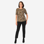 Polyester Animal Print Top (Size 1x1 cm) - Brown