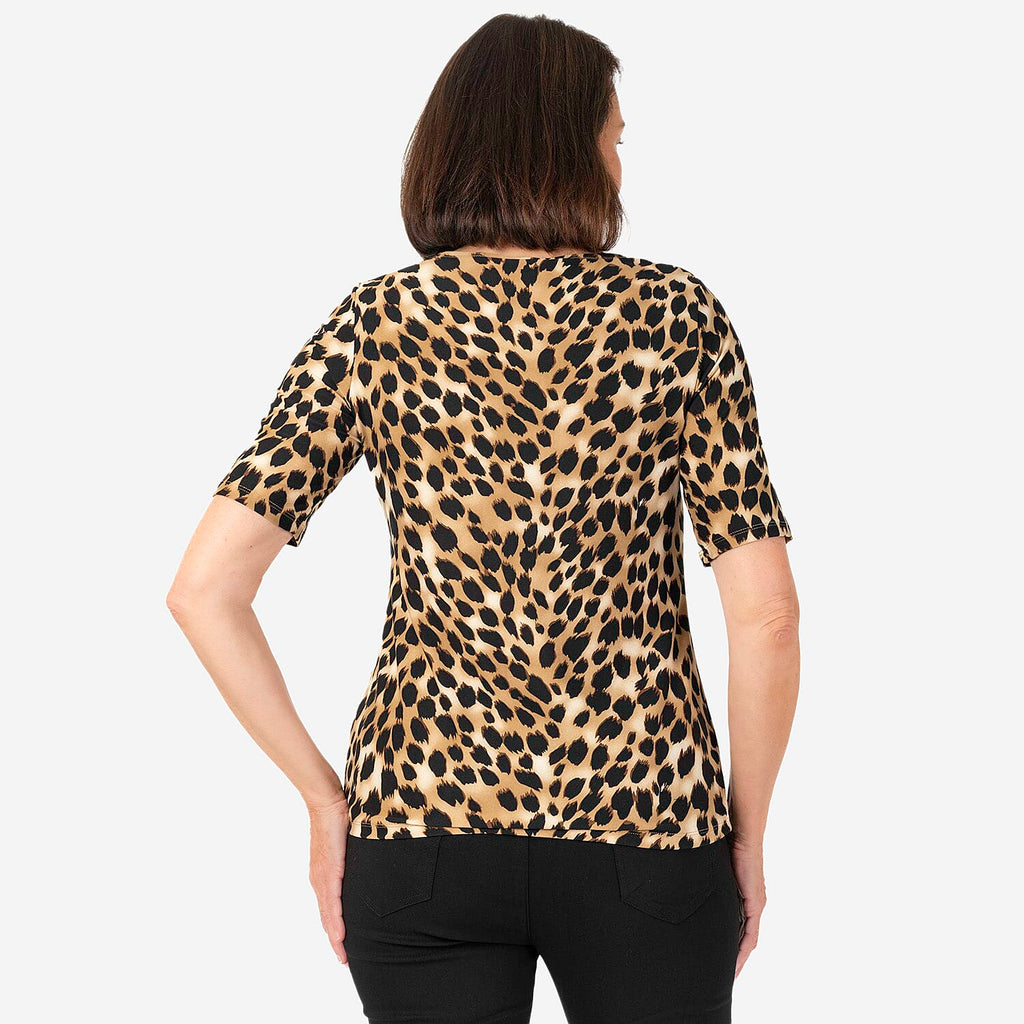Polyester Animal Print Top (Size 1x1 cm) - Brown