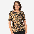 Polyester Animal Print Top (Size 1x1 cm) - Brown