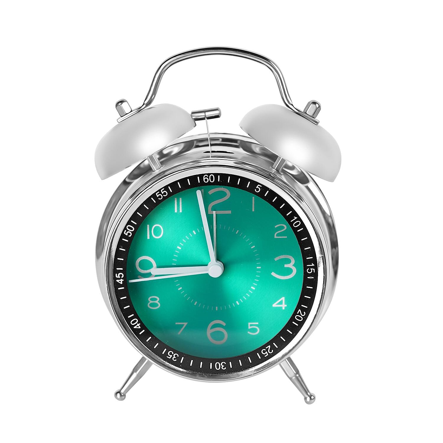 Round Quartz Movt. Retro Alarm Clock with Night Light (2 AA Battery, Not Includ.) - Green
