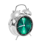 Round Quartz Movt. Retro Alarm Clock with Night Light (2 AA Battery, Not Includ.) - Green