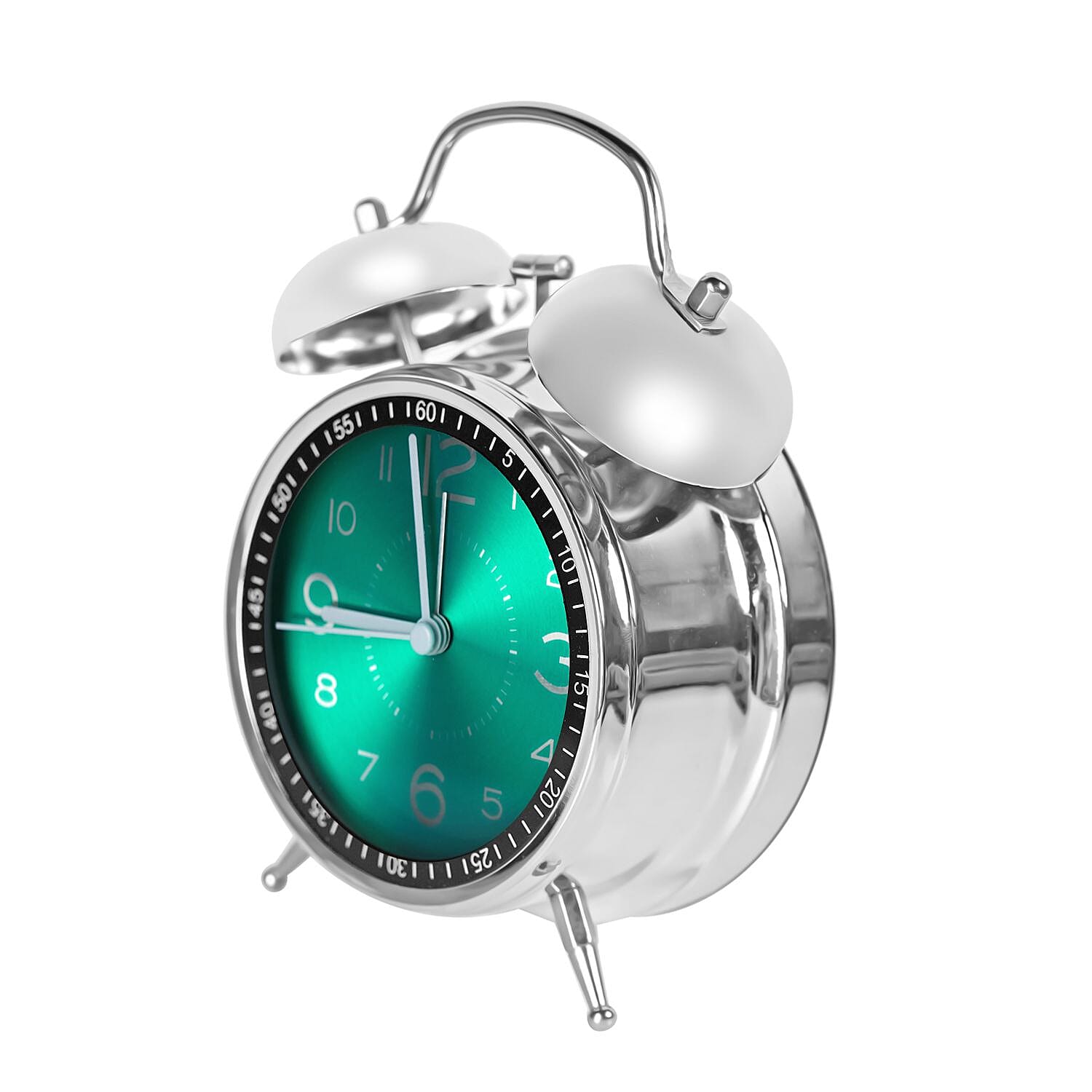 Round Quartz Movt. Retro Alarm Clock with Night Light (2 AA Battery, Not Includ.) - Green