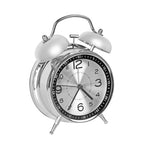 Round Quartz Movt. Retro Alarm Clock with Night Light (2 AA Battery, Not Includ.) - Silver - Silver Grey