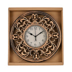 Set of 2 Round Retro Design Analog Wall Clock - Brown & Silver - Fluerdilis