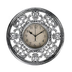 Set of 2 Round Retro Design Analog Wall Clock - Brown & Silver - Fluerdilis