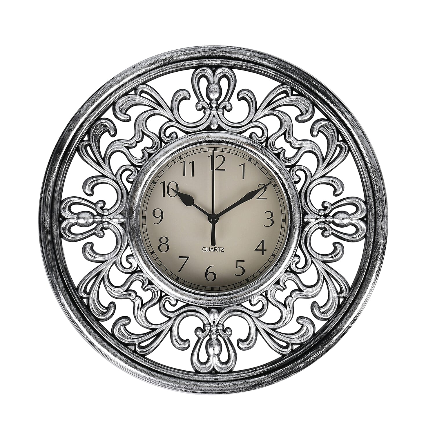 Set of 2 Round Retro Design Analog Wall Clock - Brown & Silver - Fluerdilis