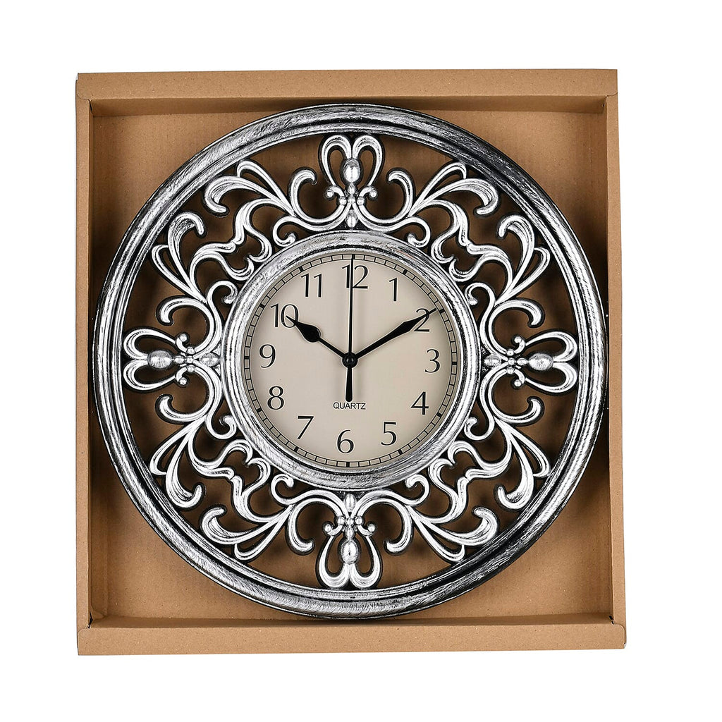 Set of 2 Round Retro Design Analog Wall Clock - Brown & Silver - Fluerdilis