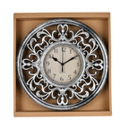 Set of 2 Round Retro Design Analog Wall Clock - Brown & Silver - Fluerdilis