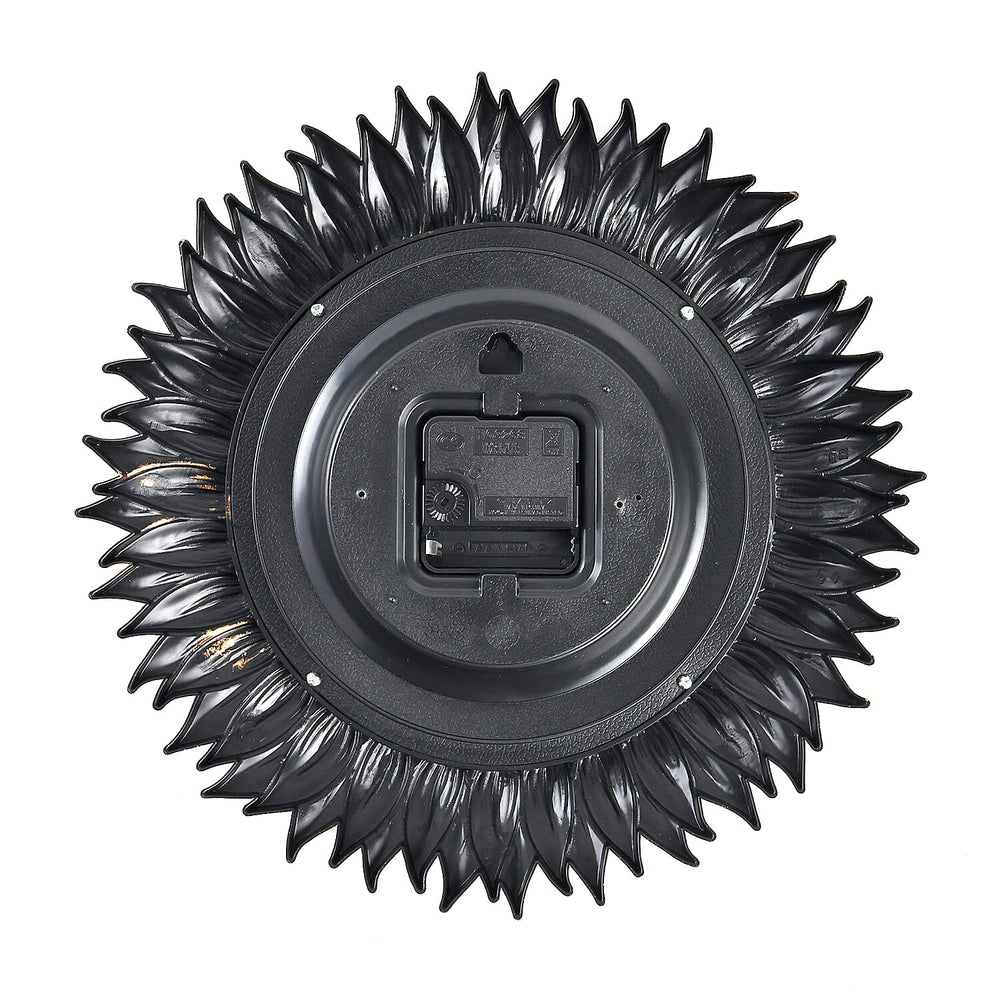 Set of 2 Round Floral Design Analog Wall Clock - Gold & Silver - Sunflower
