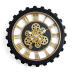 Rotating Gear Wall Clock Powered by 3 x AA Batteries (Not Included) - Black 50cm Diameter