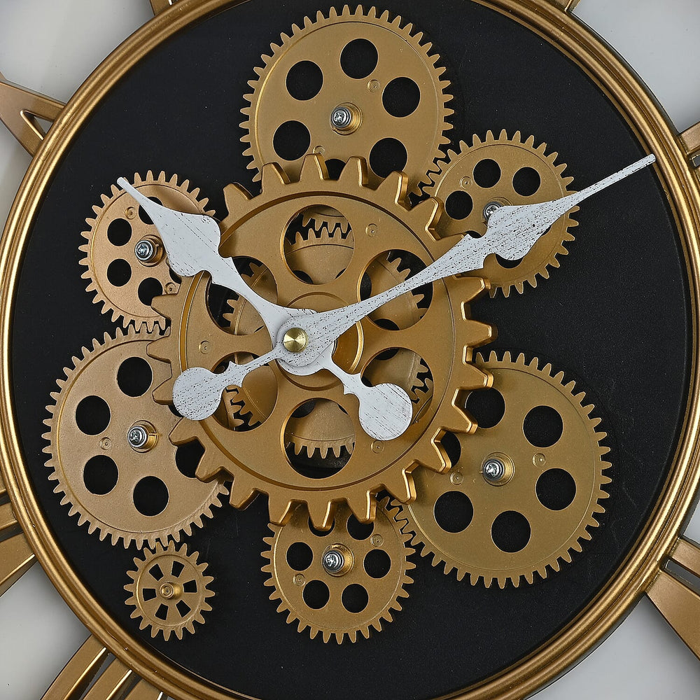 Rotating Gear Wall Clock Powered by 3 x AA Batteries (Not Included) - Black 50cm Diameter