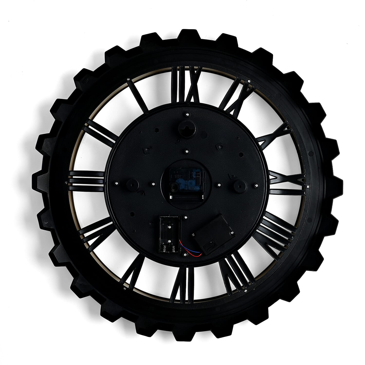 Rotating Gear Wall Clock Powered by 3 x AA Batteries (Not Included) - Black 50cm Diameter