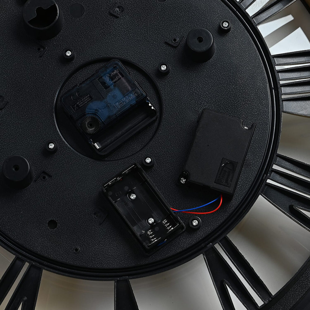 Rotating Gear Wall Clock Powered by 3 x AA Batteries (Not Included) - Black 50cm Diameter