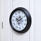 Waterproof Outdoor Wall Clock with LED Lights Powered by 4xAA Batteries (not included) - Black - White
