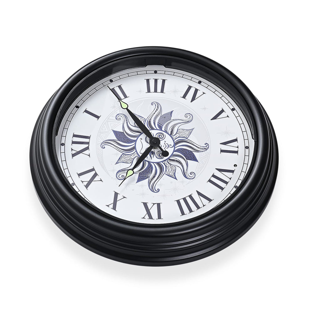 Waterproof Outdoor Wall Clock with LED Lights Powered by 4xAA Batteries (not included) - Black - White