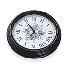 Waterproof Outdoor Wall Clock with LED Lights Powered by 4xAA Batteries (not included) - Black - White