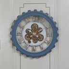Rotating Gear Wall Clock Powered by 3 x AA Batteries (Not Included) - Blue 50cm Diameter