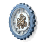 Rotating Gear Wall Clock Powered by 3 x AA Batteries (Not Included) - Blue 50cm Diameter