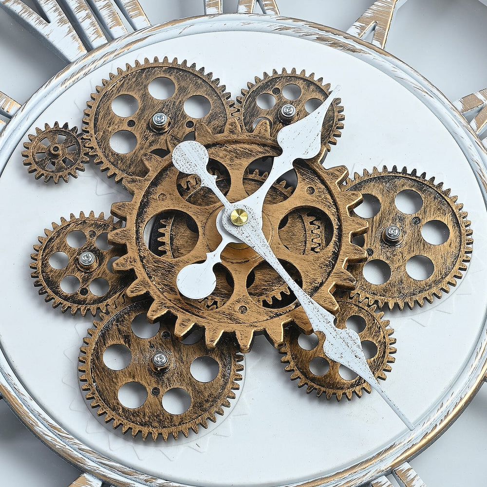 Rotating Gear Wall Clock Powered by 3 x AA Batteries (Not Included) - Blue 50cm Diameter