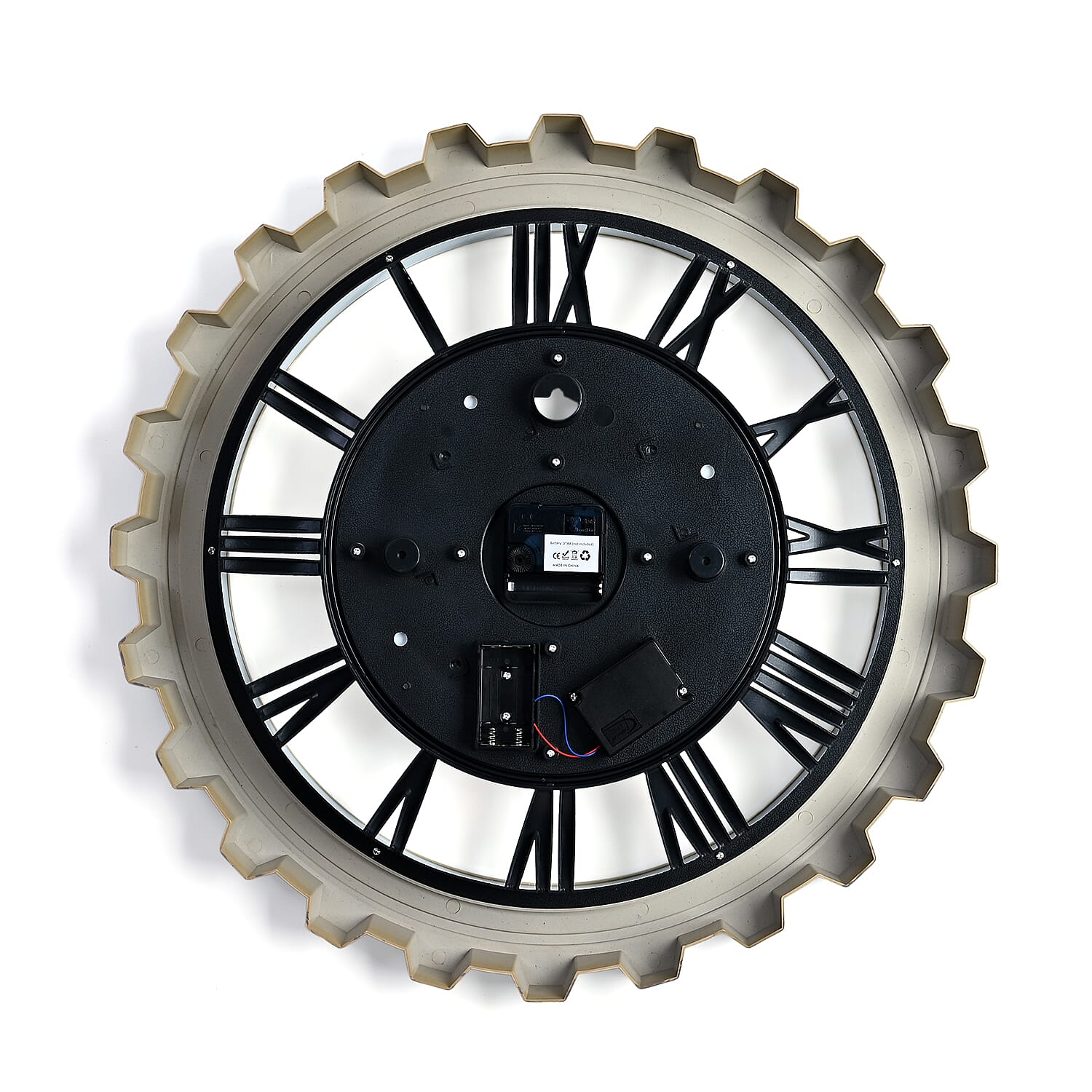 Rotating Gear Wall Clock Powered by 3 x AA Batteries (Not Included) - Blue 50cm Diameter