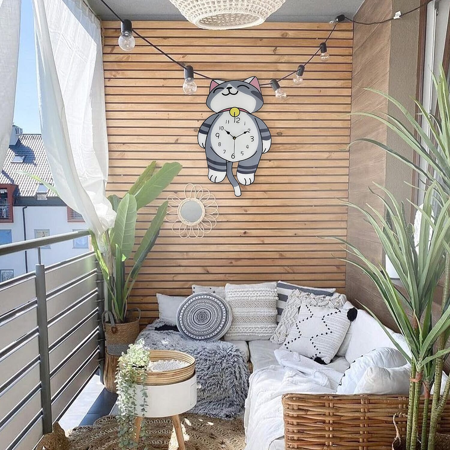 Clock (Size - One Size) - Brown & White