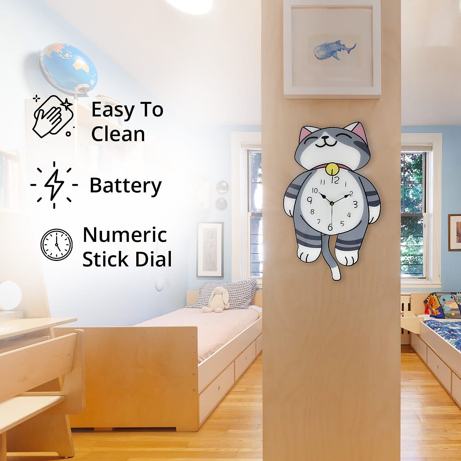 Clock (Size - One Size) - Brown & White