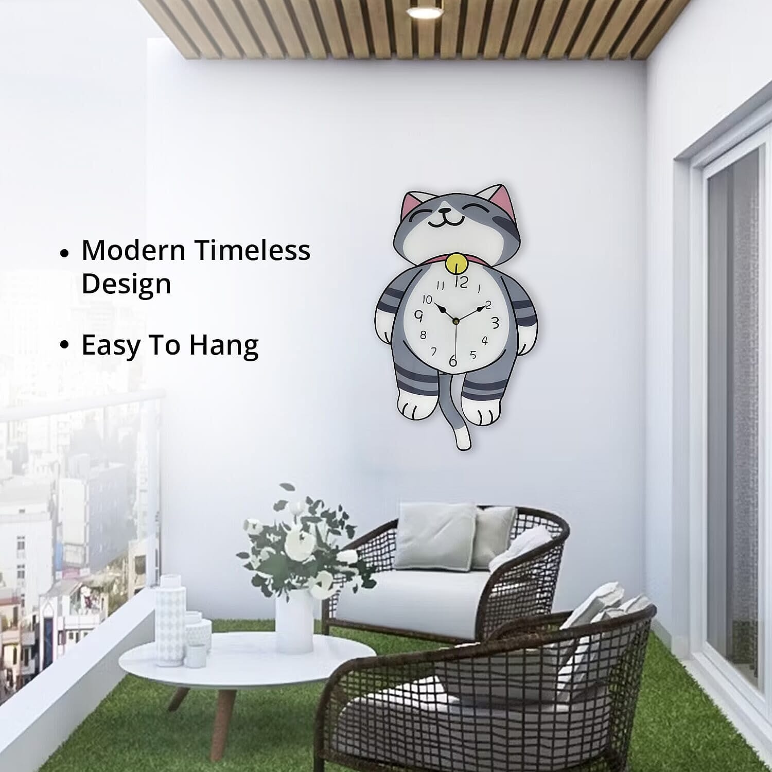 Clock (Size - One Size) - Brown & White