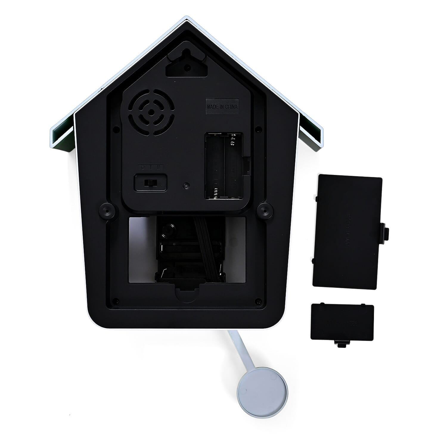 Modern Cuckoo Wall Clock with Pendulum Powered by 3 x AA Batteries (Not Incl.) - Singing Bird with Automatic Night-Time Silent Mode - Green