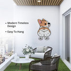 Corgi Pendulum Wall Clock (2AA Batteries not Included) - Light Yellow - White