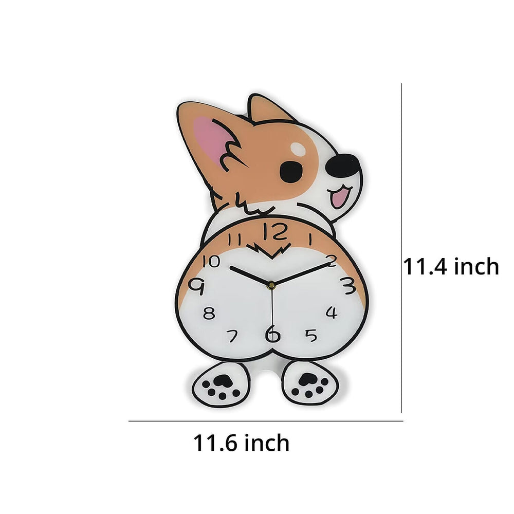 Corgi Pendulum Wall Clock (2AA Batteries not Included) - Light Yellow - White