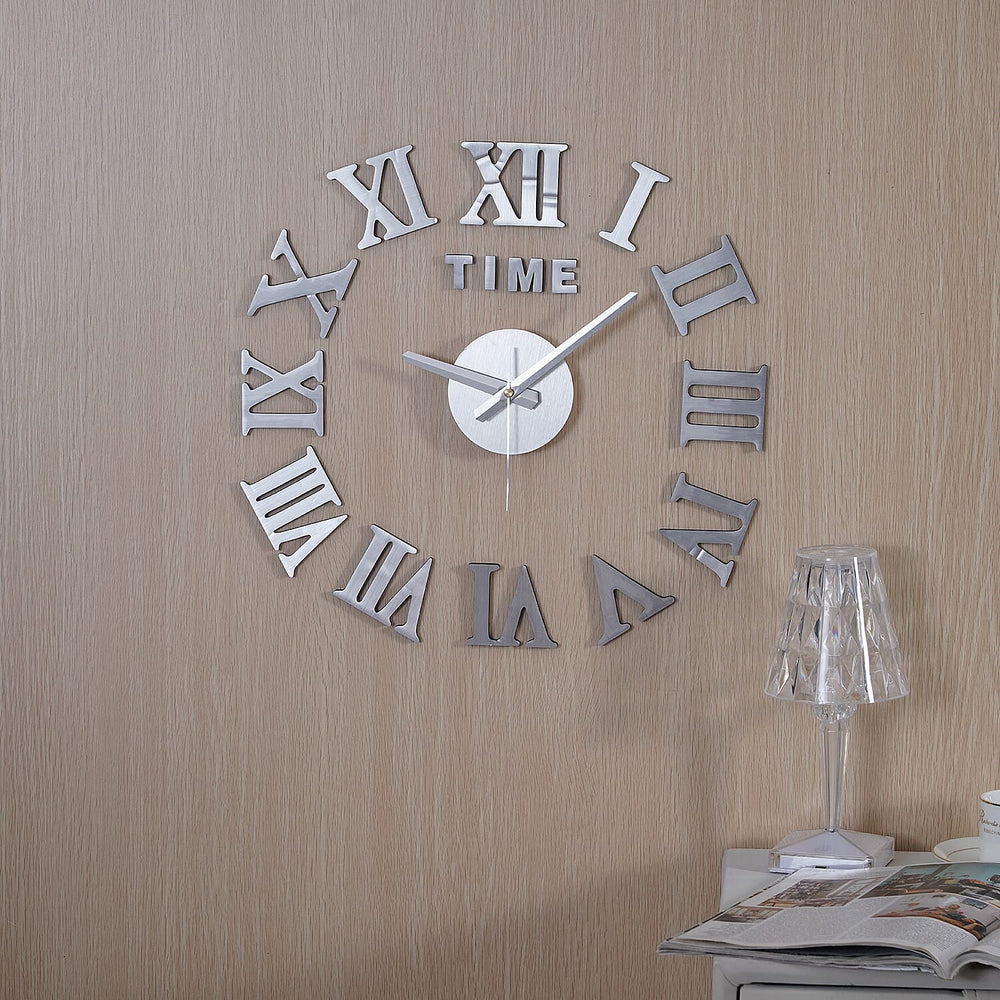 DIY Wall Clock with Roman Numerals - Silver