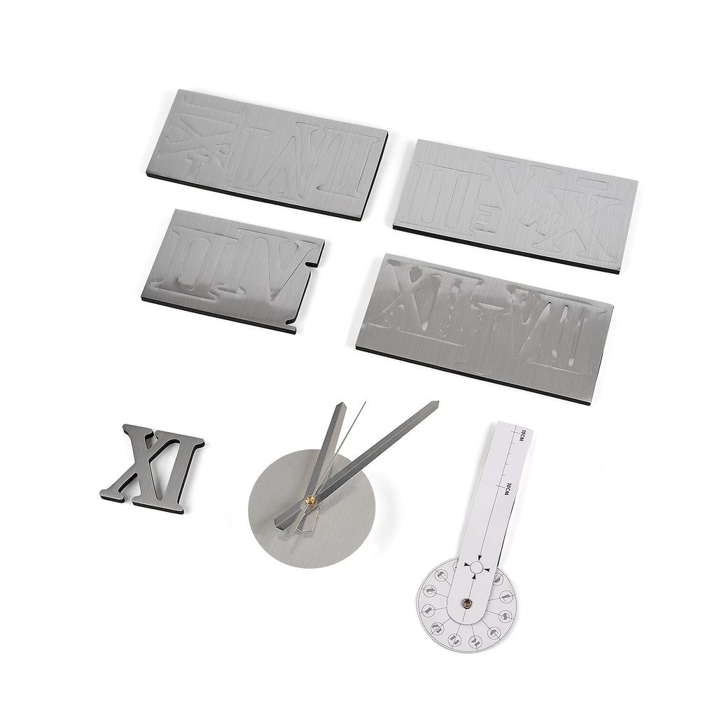DIY Wall Clock with Roman Numerals - Silver