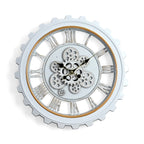 Rotating Gear Wall Clock Powered by 3 x AA Batteries (Not Included) -  White 50cm Diameter